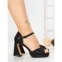 Sandale Dama cu Toc Gros W18-53 BLACK | FESTISIMO