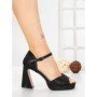 Sandale Dama cu Toc Gros W18-53 BLACK | FESTISIMO