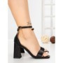 Sandale Dama cu Toc Gros JJ23-31 BLACK | FESTISIMO