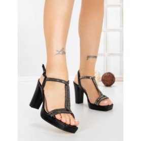 Sandale Dama cu Toc Gros W18-77 BLACK | FESTISIMO