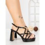 Sandale Dama cu Toc Gros W18-99 BLACK | FESTISIMO