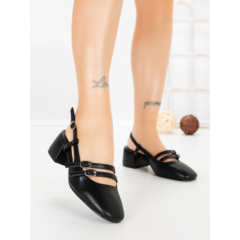 Pantofi cu Toc Gros MM197-35 BLACK | CINK ME