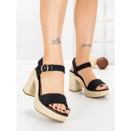 Sandale Dama cu Toc Gros si Platforma OP16-42 BLACK | CINK ME