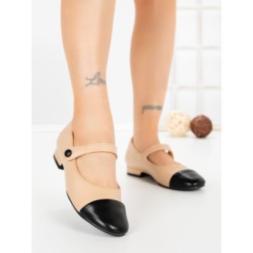 Pantofi cu Toc Gros VJ01-2 DARK BEIGE | CINK ME