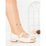 Pantofi cu Toc Gros VJ01-2 BEIGE | CINK ME