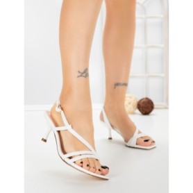 Sandale Dama cu Toc Subtire 8N37-40 WHITE | CINK ME