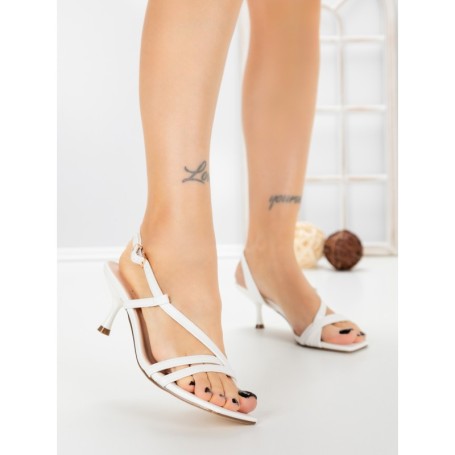 Sandale Dama cu Toc Subtire 8N37-40 WHITE | CINK ME