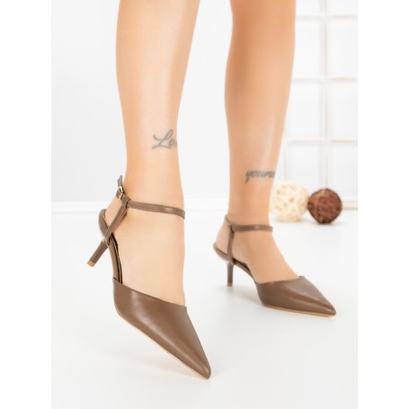 Sandale Dama cu Toc Subtire LE129-8 BROWN | CINK ME