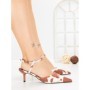 Sandale Dama cu Toc Subtire LE129-8 CAMEL COW | CINK ME