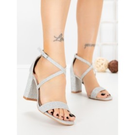 Sandale Dama cu Toc Gros 1-217 SILVER | VIVIRICH