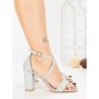 Sandale Dama cu Toc Gros 1-217 SILVER | VIVIRICH