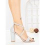 Sandale Dama cu Toc Gros 1-217 SILVER | VIVIRICH