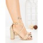Sandale Dama cu Toc Gros 1-217 GOLD | VIVIRICH