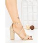 Sandale Dama cu Toc Gros 1-217 GOLD | VIVIRICH