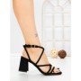 Sandale Dama cu Toc Gros V7-86 BLACK | VIVIRICH