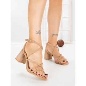 Sandale Dama cu Toc Gros V7-86 KHAKI | VIVIRICH