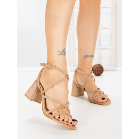 Sandale Dama cu Toc Gros V7-86 KHAKI | VIVIRICH