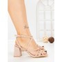 Sandale Dama cu Toc Gros V7-86 BEIGE | VIVIRICH