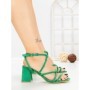 Sandale Dama cu Toc Gros V7-86 GREEN | VIVIRICH