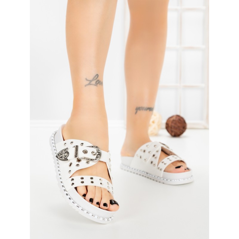 Papuci Dama cu Talpa Joasa 98-20 WHITE | VIVIRICH