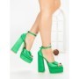 Sandale Dama cu Toc Gros si Platforma TOT-139 GREEN | L.DAY