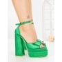 Sandale Dama cu Toc Gros si Platforma TOT-139 GREEN | L.DAY