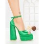 Sandale Dama cu Toc Gros si Platforma TOT-139 GREEN | L.DAY