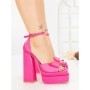 Sandale Dama cu Toc Gros si Platforma TOT-139 FUCHSIA | L.DAY