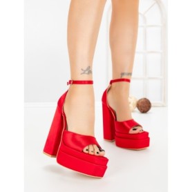 Sandale Dama cu Toc Gros si Platforma TOT-139 RED | L.DAY