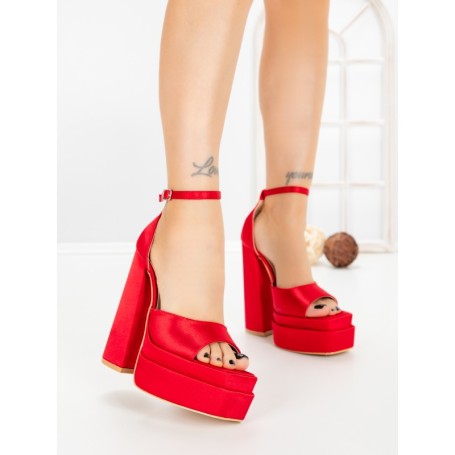Sandale Dama cu Toc Gros si Platforma TOT-139 RED | L.DAY
