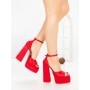 Sandale Dama cu Toc Gros si Platforma TOT-139 RED | L.DAY