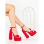 Sandale Dama cu Toc Gros si Platforma TOT-139 RED | L.DAY