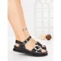 Sandale Dama cu Talpa Joasa F52 BLACK | L.DAY