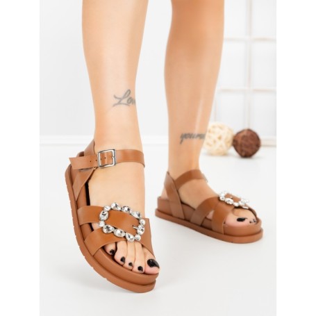 Sandale Dama cu Talpa Joasa F52 BROWN | L.DAY