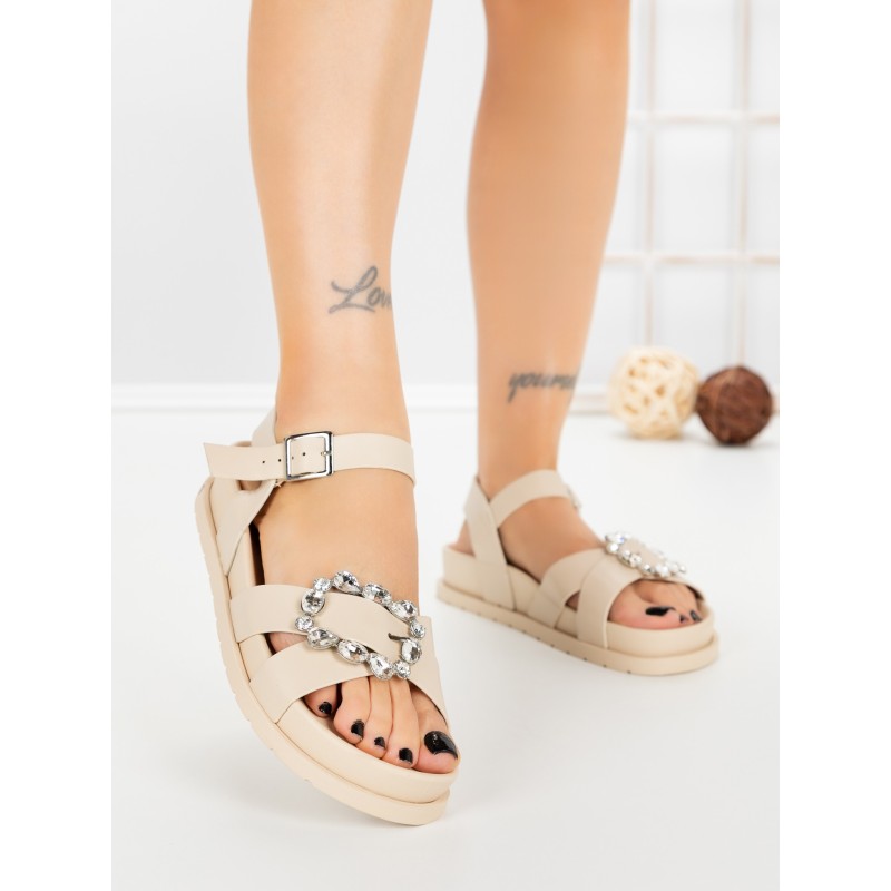 Sandale Dama cu Talpa Joasa F52 BEIGE | L.DAY