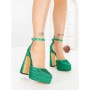 Pantofi cu Toc gros si Platforma LD-1167 GREEN | L.DAY