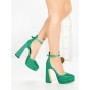 Pantofi cu Toc gros si Platforma LD-1167 GREEN | L.DAY