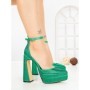 Pantofi cu Toc gros si Platforma LD-1167 GREEN | L.DAY
