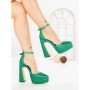Pantofi cu Toc gros si Platforma LD-1167 GREEN | L.DAY