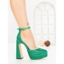 Pantofi cu Toc gros si Platforma LD-1167 GREEN | L.DAY