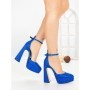 Pantofi cu Toc gros si Platforma LD-1167 ROYAL BLUE | L.DAY