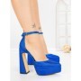 Pantofi cu Toc gros si Platforma LD-1167 ROYAL BLUE | L.DAY