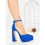 Pantofi cu Toc gros si Platforma LD-1167 ROYAL BLUE | L.DAY