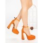 Pantofi cu Toc gros si Platforma LD-1167 ORANGE | L.DAY