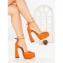 Pantofi cu Toc gros si Platforma LD-1167 ORANGE | L.DAY