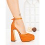 Pantofi cu Toc gros si Platforma LD-1167 ORANGE | L.DAY