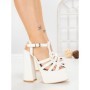 Sandale Dama cu Toc Gros si Platforma TOT-138 WHITE | L.DAY