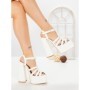 Sandale Dama cu Toc Gros si Platforma TOT-138 WHITE | L.DAY