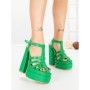 Sandale Dama cu Toc Gros si Platforma TOT-138 GREEN | L.DAY