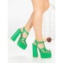 Sandale Dama cu Toc Gros si Platforma TOT-138 GREEN | L.DAY